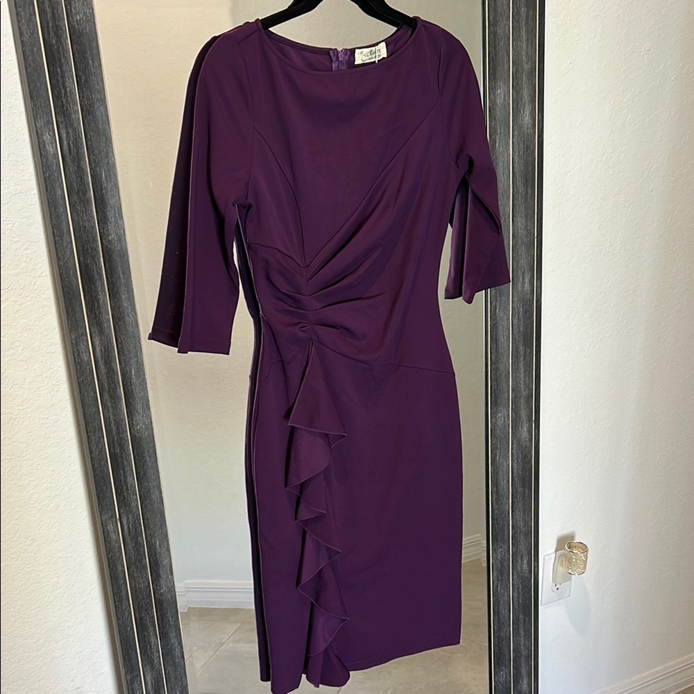 NWT Elegant Purple Dress with Ruffle Detail